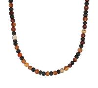 s.Oliver Halskette Edelstahl Herren Halsschmuck, mit Steel Beads, Achat, 50+5 cm, Braun, Kommt in Schmuck Geschenk Box, 2039732
