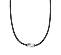 s.Oliver Halskette Edelstahl Leder Jungen Kinder Halsschmuck, 40+3 cm, Schwarz, Kommt in Schmuck Geschenk Box, 2031537