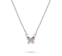 s.Oliver Halskette Mädchen - 925er Silber mit Zirkoniasteinen - Silber - Ankerkette verstellbar 36 cm - wasserfest & hautfreundlich