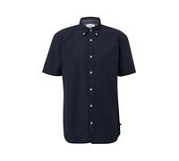 Kurzarmhemd S.OLIVER, Herren, Gr. S, N-Gr, blau, Web, Obermaterial: 100% Baumwolle, unifarben, casual, regular fit taillenbedeckt, Kurzarm, Hemden, mit Waschung und gewebtem Tape (12840257-S) blau