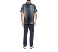 Kurzarmhemd S.OLIVER, Herren, Gr. M, N-Gr, blau (blau check), Web, Obermaterial: 100% Baumwolle, kariert, casual, regular fit taillenbedeckt, Kurzarm, Hemden, mit Waschung (26555650-M) blau check
