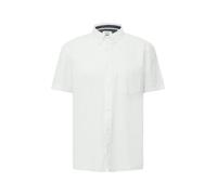 Kurzarmhemd S.OLIVER, Herren, Gr. XL, N-Gr, weiß, Web, Obermaterial: 100% Baumwolle, unifarben, casual, regular fit taillenbedeckt, Kurzarm, Hemden, mit Waschung und gewebtem Tape (17492914-XL) weiß
