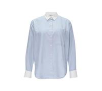 Hemdbluse aus Baumwolle mit Kontrast-Details 44 blau