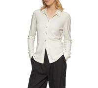s.Oliver BLACK LABEL Regular Fit Hemdbluse aus Jersey mit Knöpfen in Perlmut-Optik in Offwhite, Größe 42