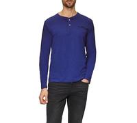 Henley-Shirt mit Flammgarnstruktur und Stickerei S blau 2156929.5612.S
