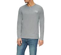Henley-Shirt mit Flammgarnstruktur und Stickerei L grau 2156929.9500.L