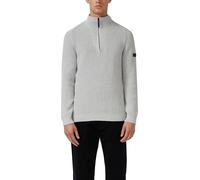 Gerippter Baumwoll-Pullover mit Troyer-Kragen M schwarz 2173022.9999.M