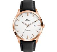 s.Oliver Herren Analog Quarz Uhr mit Leder Armband SO-3477-LQ