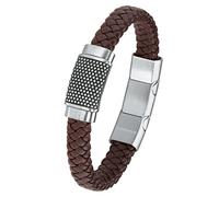 s.Oliver Herren-Armband 20+1,5 cm geflochten Edelstahl Leder 21.5 cm - 2015053