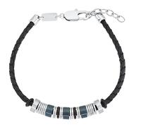 s.Oliver Armband Edelstahl Leder Herren Armschmuck, 20+3 cm, Silber, Kommt in Schmuck Geschenk Box, 2031565