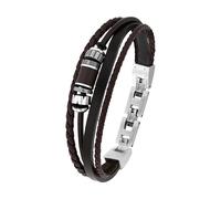 Lederarmband S.OLIVER "2038871", bunt (edelstahlfarben, schwarz, braun), Armbänder, Herren, 21,5cm, Edelstahl Leder, Edelstahl, Leder, Lederarmband (81114747-0) edelstahlfarben, schwarz, braun
