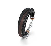 s.Oliver Herren-Armband Fußball EM Special 2016 schwarz-rot-gold Edelstahl Leder 22 cm - 566650