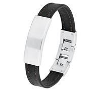 s.Oliver Herren-Armband Identarmband (gravurfähig) Edelstahl Leder 22 cm-2012583