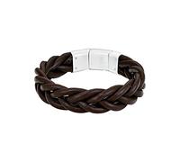 s. Oliver Herren-Armband Lederarmband Edelstahl Leder 22 cm