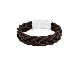 s. Oliver Herren-Armband Lederarmband Edelstahl Leder 22 cm