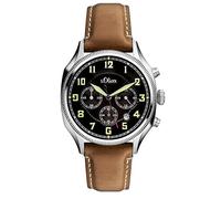 s.Oliver Herren-Armbanduhr Chronograph Quarz Leder SO-3180-LC