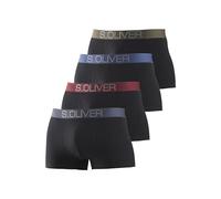 s.Oliver Bodywear Boxer, mit kontrastfarbenem Webbund S, 4 St. schwarz Herren Multipacks Herrenwäsche Boxer S, 4 St. schwarz, khaki, schwarz, bordeaux, schwarz, blau, schwarz, grau