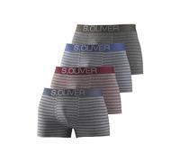 Boxer S.OLIVER "Boxershorts für Herren", Herren, Gr. S, 4 Stk., bunt (grau, gestreift, bordeaux, gestreift, blau, gestreift, anthrazit, gestreift), Jersey, Obermaterial: 92% Baumwolle, 8% Elasthan (LY