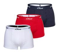 s.Oliver Herren Boxershorts, 3er Pack - Trunks, Hipsters, Baumwoll-Stretch Rot/Marine/Weiß L