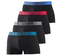 Boxer S.OLIVER "Boxershorts für Herren", Herren, Gr. M, 4 Stk., bunt (schwarz, türkis, schwarz, grau, schwarz, rot, schwarz, blau), Jersey, Obermaterial: 92% Baumwolle, 8% Elasthan (LYCRA), unifarben,