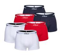 s.Oliver Herren Boxershorts, 6er Pack - Trunks, Hipsters, Baumwoll-Stretch Rot/Marine/Weiß XXL