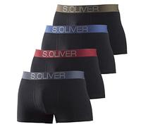 s.Oliver Bodywear Boxer, mit kontrastfarbenem Webbund S, 4 St. schwarz Herren Multipacks Herrenwäsche Boxer S, 4 St. schwarz, khaki, schwarz, bordeaux, schwarz, blau, schwarz, grau