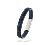 s.Oliver Herren Bracelet - Armband aus Echtleder - IP Blau - Verstellbar bis 22 cm - wasserfest & hautfreundlich