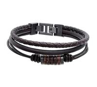 s.Oliver Herren Bracelet - Armband aus Echtleder - IP Braun - Lederband verstellbar bis 22 cm - wasserfest & hautfreundlich