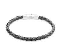 s.Oliver Herren Bracelet - Armband aus Echtleder - IP Grau - 22 cm - wasserfest & hautfreundlich