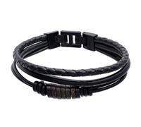 s.Oliver Herren Bracelet - Armband aus Echtleder - IP Schwarz - Lederband verstellbar bis 22 cm - wasserfest & hautfreundlich
