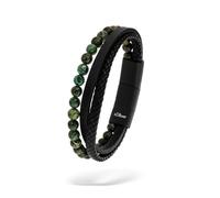 s.Oliver Herren Bracelet - Armband aus Echtleder - IP Schwarz - Lederband verstellbar bis 22 cm - wasserfest & hautfreundlich