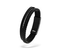 s.Oliver Herren Bracelet - Armband aus Echtleder - IP Schwarz - Lederband verstellbar bis 22 cm - wasserfest & hautfreundlich