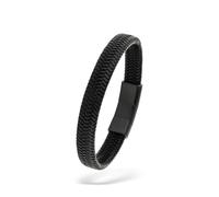 s.Oliver Herren Bracelet - Armband aus Echtleder - IP Schwarz - Verstellbar bis 22 cm - wasserfest & hautfreundlich