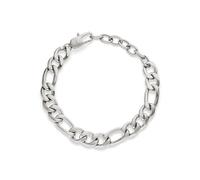 s.Oliver Herren Bracelet - Armband aus gebürstetem Edelstahl - Silber - Figaro verstellbar bis 22 cm - wasserfest & hautfreundlich