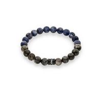 s.Oliver Herren Bracelet - Armband in Beadsoptik - IP Blau - Textilband verstellbar bis 22 cm - wasserfest & hautfreundlich