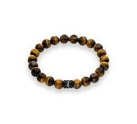 s.Oliver Herren Bracelet - Armband in Beadsoptik - IP Braun - Textilband verstellbar bis 22 cm - wasserfest & hautfreundlich