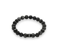 s.Oliver Herren Bracelet - Armband in Beadsoptik - IP Grau - Textilband verstellbar bis 22 cm - wasserfest & hautfreundlich