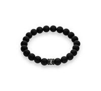 s.Oliver Herren Bracelet - Armband in Beadsoptik - IP Schwarz - Textilband verstellbar bis 22 cm - wasserfest & hautfreundlich