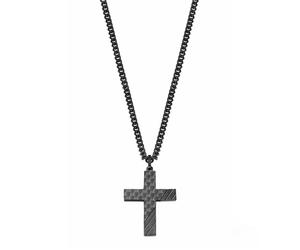 s.Oliver Herren Halskette 2022635 Edelstahl IP black Kreuz Carbon