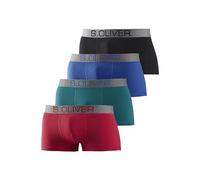Hipster S.OLIVER, Herren, Gr. XXL, 4 Stk., bunt (rot, petrol, blau, schwarz), Jersey, Obermaterial: 92% Baumwolle, 8% Elasthan (LYCRA), unifarben, körpernah, Unterhosen, knapp sitzende Boxershorts für
