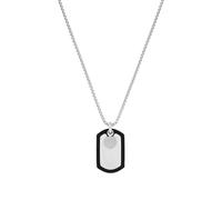 s.Oliver Herren-Kette mit Anhänger Dog Tag 2036864 – Edelstahl/Kautschuk, 60 cm, schwarz