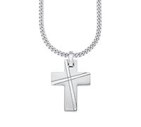 s.Oliver Herren-Kette Edelstahl Kreuz-Anhänger 47+3 cm