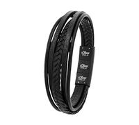 s.Oliver Herren Armband 9038244 Edelstahl Leder schwarz