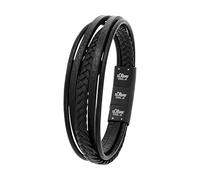 s.Oliver Herren Armband 9038244 Edelstahl Leder schwarz