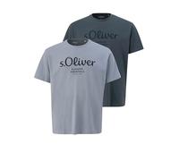 s.Oliver Herren Logo T-Shirt Big Size Übergrößen (DE/NL/SE/PL, Alphanumerisch, 4XL, Regular, Regular, 1 x anthrazit | 1 x grau)