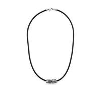 s.Oliver Herren Necklace - Halskette aus Echtleder - IP Schwarz - Textilband 50 cm - wasserfest & hautfreundlich