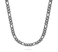 s.Oliver Herren Necklace - Halskette aus gebürstetem Edelstahl - IP Gun - Figaro verstellbar bis 55 cm - wasserfest & hautfreundlich