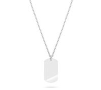 s.Oliver Herren Necklace - Halskette aus mattiertem Edelstahl mit Taganhänger - Silber - Ankerkette verstellbar bis 60 cm - wasserfest & hautfreundlich