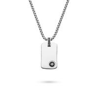 s.Oliver Herren Necklace - Halskette aus mattiertem Edelstahl mit Taganhänger - Silber - Venezianerkette verstellbar bis 60 cm - wasserfest & hautfreundlich