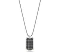 s.Oliver Herren Necklace - Halskette aus mattiertem Edelstahl mit Taganhänger - Silber - Venezianerkette verstellbar bis 60 cm - wasserfest & hautfreundlich